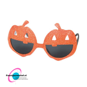Halloween bril pompoen glitter oranje