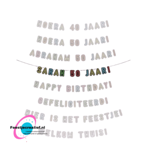Letterslinger neon "Sarah 50 jaar!", 5 meter