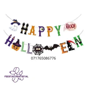 Vlaggenlijn/letterslinger "Happy Halloween", 2.5 meter