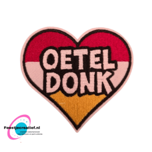 Strijkembleem/applicatie, carnaval hart rood-geel-wit - Oeteldonk