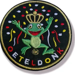 Rugembleem/applicatie, carnaval motor op z'n Oeteldonks 5 Strijkembleem/applicatie, carnaval feest kikker - Oeteldonk
