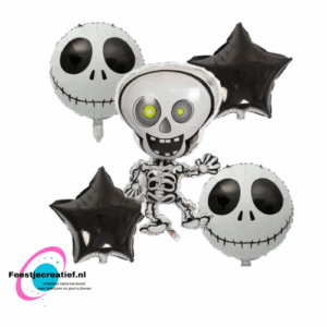Ballonboeket skelet Halloween, 5-delig