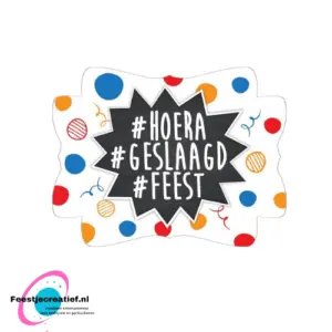 Deurbord/huldeschild "#Hoera #Geslaagd #Feest"