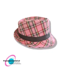 Wraps 152 Trilby hoedje roze ruit
