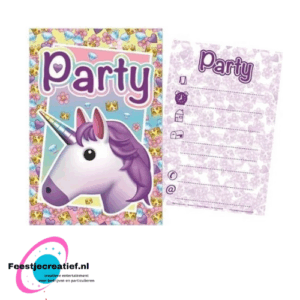 Uitnodiging unicorn/eenhoorn emoji - 5 stuks