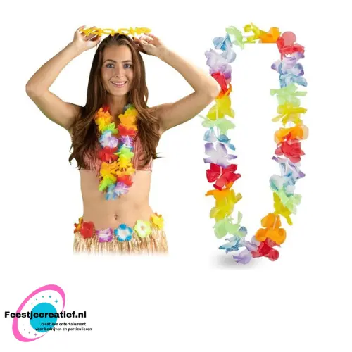 Hawaii krans ketting slinger - 5 stuks 1 Hawaii krans ketting slinger - 5 stuks