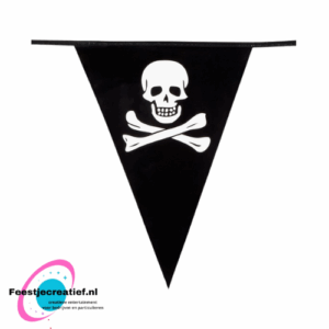 Vlaggenlijn/slinger piraten doodshoofd, 6 meter
