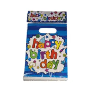 Uitdeelzakjes happy birthday blauw - 6 stuks