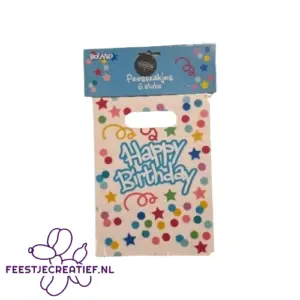 Uitdeelzakjes Happy Birthday - 6 stuks