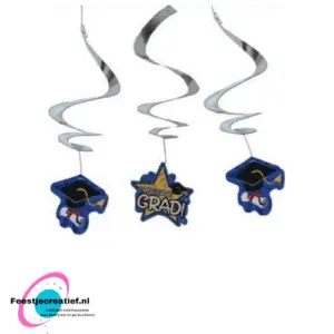 Hangdecoratie swirls geslaagd - 3 stuks