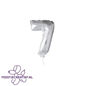 Folieballon Cijfer - 7 - Paint Splash- Staand- 72 cm 3 Folieballon cijfer 7 zilver met stokje, 36cm