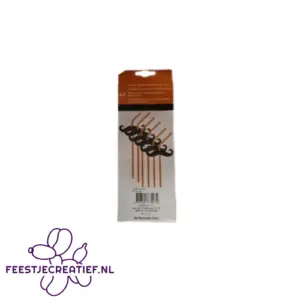 Wegwerprietjes zwart-roségoud - 8 stuks 2 Rietjes oranje met snor - 6 stuks