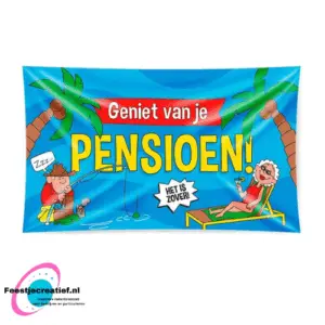 XXL gevelvlag "Geniet van je pensioen!", 150x90cm