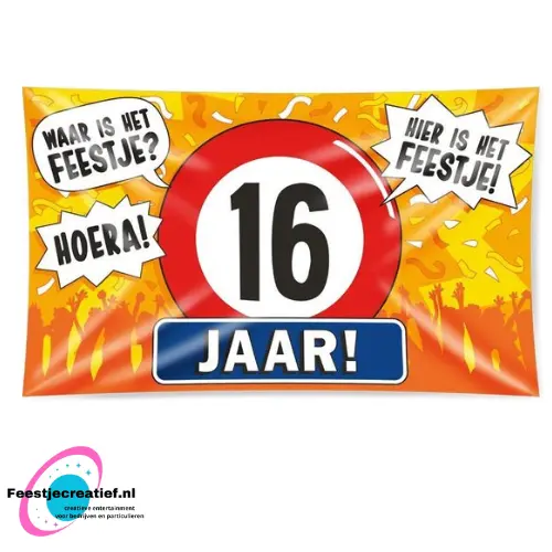 XXL gevelvlag "16 jaar!", 150x90cm 1 XXL gevelvlag "16 jaar!", 150x90cm
