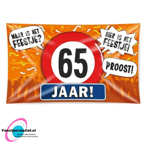 XXL gevelvlag "65 jaar!", 150x90cm 1 XXL gevelvlag "65 jaar!", 150x90cm