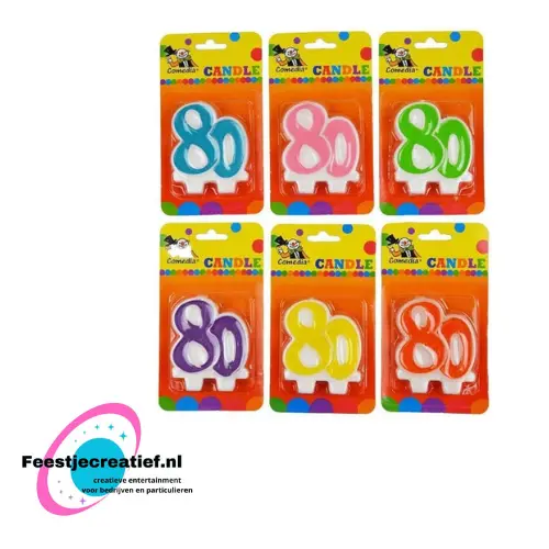 Verjaardagskaars cijfer 80 oranje-wit 1 Verjaardagskaars cijfer 80 oranje-wit