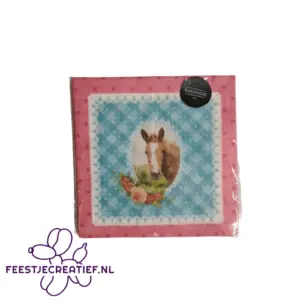 Papieren servetten paard roze - 20 stuks