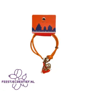 Armband oranje met kroontje