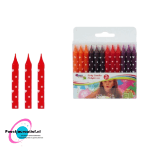 Kaarsjes oranje-bruin-rood-paars, 8cm - 12 stuks
