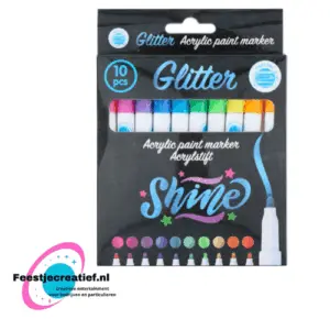 Acrylstiften glitter - 10 stuks