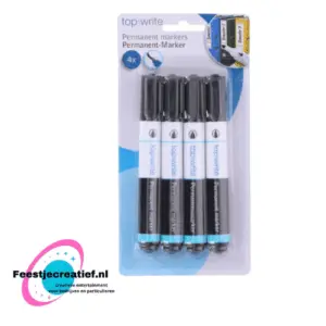 Markeerstift permanent zwart - 4 stuks