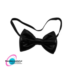 Vlindersrik/bow tie zwart metallic, 10cm