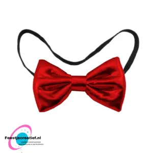 Vlinderstrik/bow tie rood metallic, 10cm