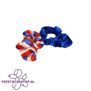 Scrunchie Blauw & Rood/Wit/Blauw