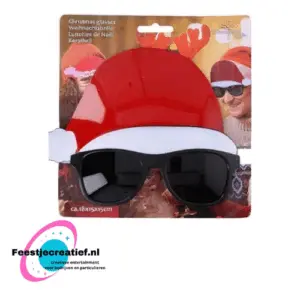 Kerstbril met kerstmuts