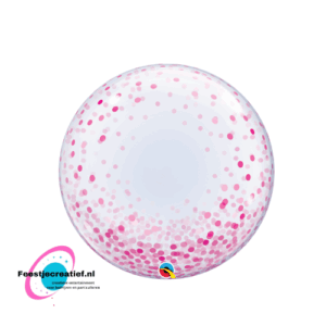 Bubble-ballon deco confetti roze, 51cm