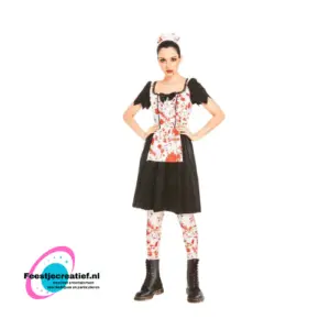 Halloween jurk bloody maid, maat L