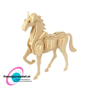3D houten constructie set paard, 18x4,5x16cm