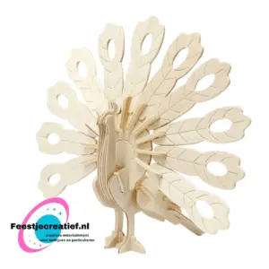 3D houten constructie set pauw, 10x20,5x17,5cm