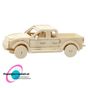 3D houten constructie set auto, 19,5x8x12cm