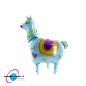 Folieballon lama blauw, 89x71cm