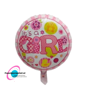 Folieballon roze "It's a girl", 40cm