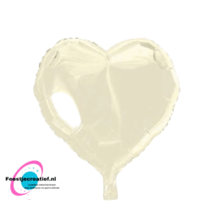 Folieballon basic hart wit, 45cm