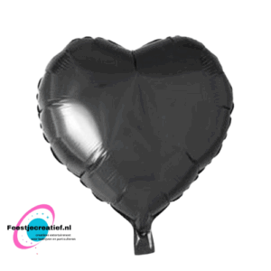 Folieballon basic hart zwart, 45cm
