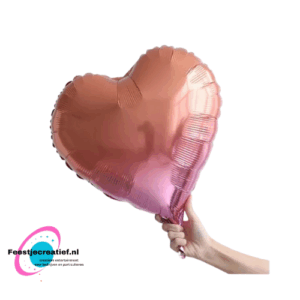 Folieballon basic hart zalm-roze, 40cm