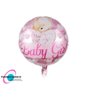 Folieballon geboorte baby girl beer, 40cm