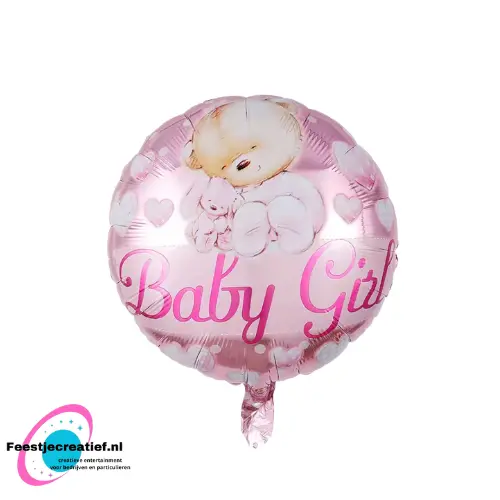 Folieballon geboorte baby girl beer, 40cm 1 Folieballon geboorte baby girl beer, 40cm