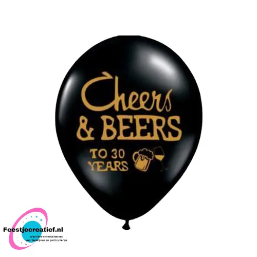 Latex ballonnen "Cheers and beers to 30 years" - 10 stuks 1 Latex ballonnen "Cheers and beers to 30 years" - 10 stuks