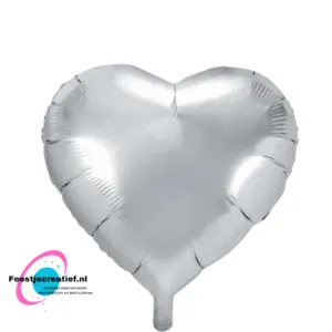 Folieballon basic hart zilver, 40cm