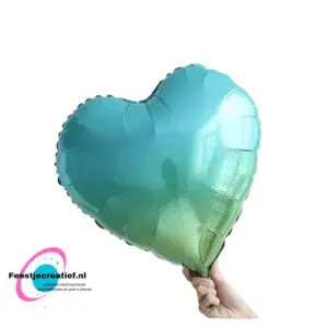 Folieballon basic hart blauw met kleurverloop, 40cm