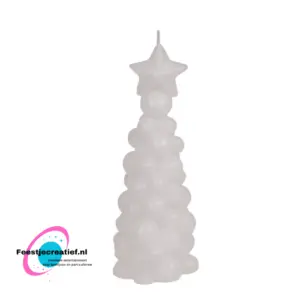 Bubble kerstboom kaars wit, 7x18cm