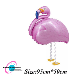Wandelende ballon/airwalker flamingo roze, 95x50cm