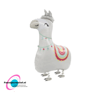 Wandelende ballon/airwalker lama wit, 80x72cm