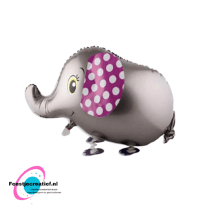 Wandelende ballon/airwalker olifant grijs, 80x45cm