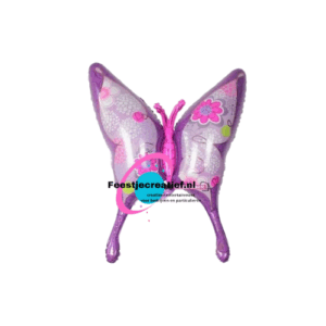 Folieballon vlinder roze-paars, 50cm