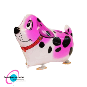 Wandelende ballon/airwalker hond roze, 63x46cm